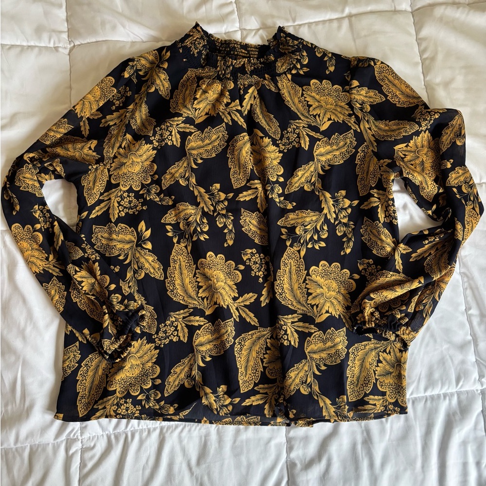 Elegant Black and Gold Floral Women's Top